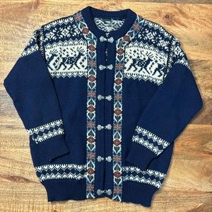 Dale of Norway fair isle multicolor hook closure cardigan sweater vintage L52